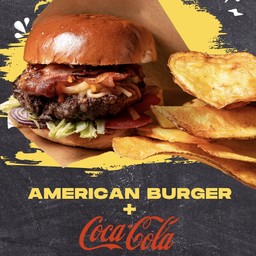 American burger + COCA-COLA