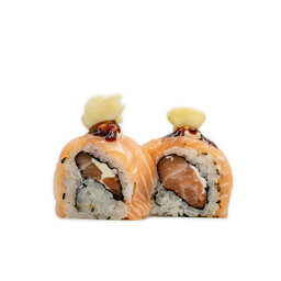 Uramaki salmone,mandorle e teriaki.