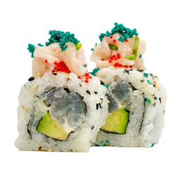 Uramaki mazzancolle,ricciola e lime.